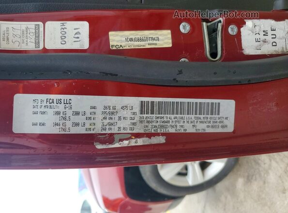 1C4NJDBB6GD779478 2016 JEEP COMPASS Red VIN sticker view