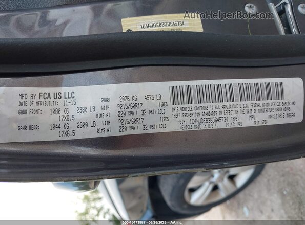 1C4NJDEB3GD645734 2016 JEEP COMPASS Серый Вид подкапотного пространства