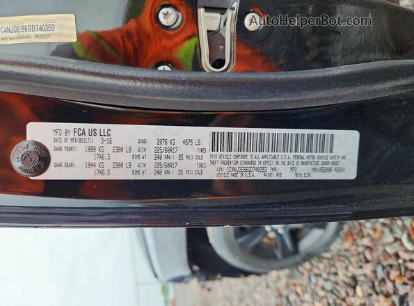 1C4NJDEB6GD740353 2016 JEEP COMPASS Black Engine compartment view