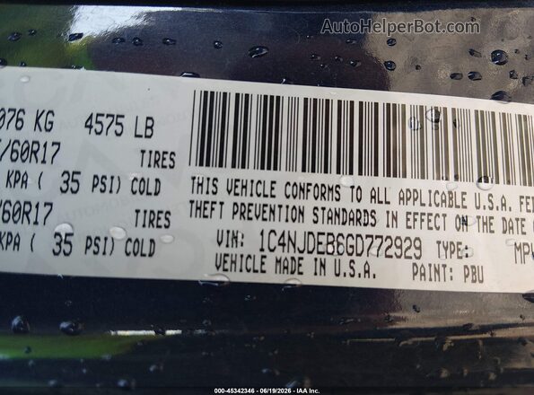 1C4NJDEB6GD772929 2016 JEEP COMPASS Blue Շարժիչի բաժամունքի տեսք