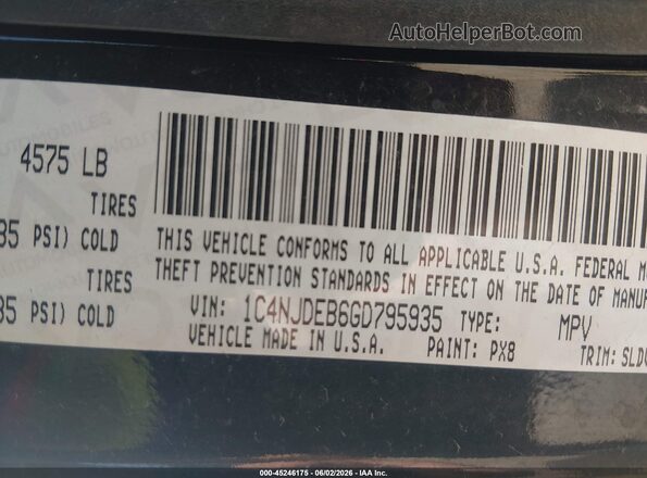 1C4NJDEB6GD795935 2016 JEEP COMPASS Black Շարժիչի բաժամունքի տեսք