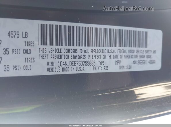 1C4NJDEB7GD799685 2016 JEEP COMPASS Черный Вид подкапотного пространства