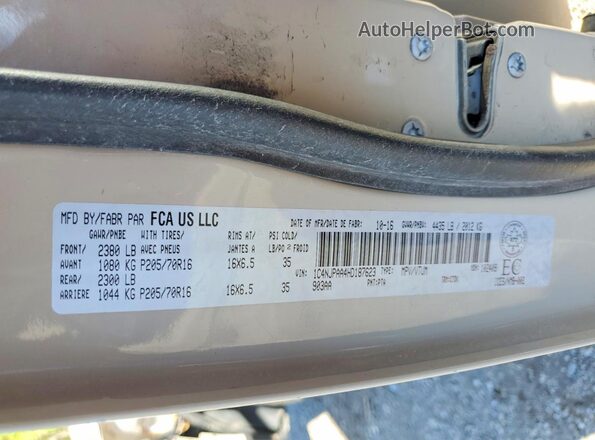 1C4NJPAA4HD187623 2017 JEEP PATRIOT Желто-коричневый Вид наклейки с VIN-кодом