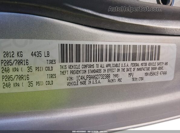 1C4NJPBA0GD732388 2016 JEEP PATRIOT Silver Widok komory silnika