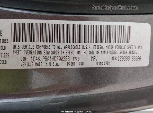 1C4NJPBA1HD200326 2017 JEEP PATRIOT Черный Вид подкапотного пространства