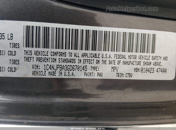 1C4NJPBA3GD670145 2016 JEEP PATRIOT Gray 