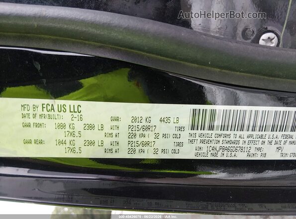 1C4NJPBA6GD678112 2016 JEEP PATRIOT Black Engine compartment view