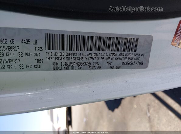 1C4NJPBA7GD803795 2016 JEEP PATRIOT Белый Вид подкапотного пространства