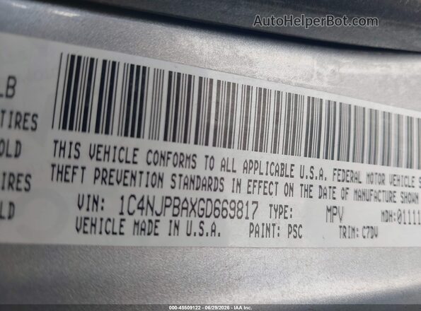 1C4NJPBAXGD669817 2016 JEEP PATRIOT Gray ძრავის განყოფილების ხედი