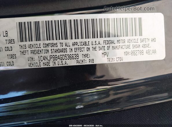 1C4NJPBB4GD536639 2016 JEEP PATRIOT Black Вид підкапотного простору