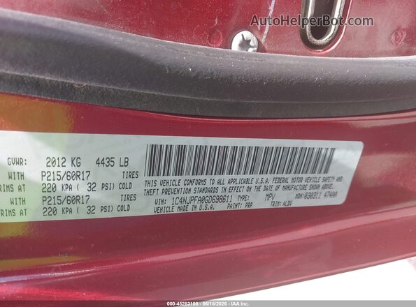 1C4NJPFA0GD698611 2016 JEEP PATRIOT Red Вид підкапотного простору