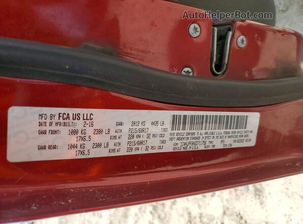 1C4NJPFB4GD711756 2016 JEEP PATRIOT Красный Вид наклейки с VIN-кодом