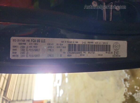 1C4NJRAB4GD684075 2016 JEEP PATRIOT Black Widok naklejki z numerem VIN