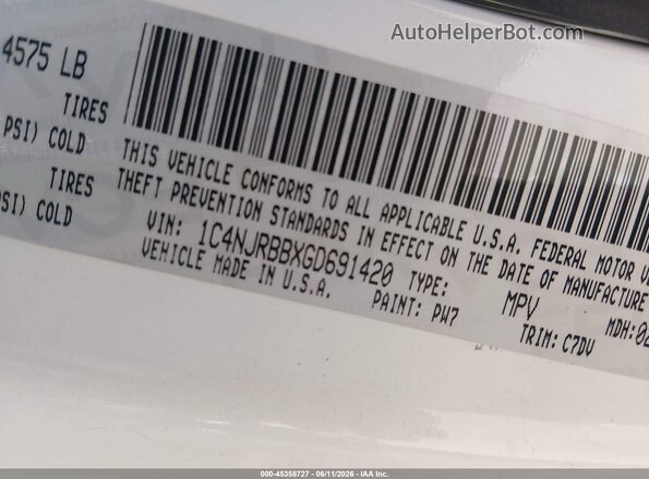 1C4NJRBBXGD691420 2016 JEEP PATRIOT White Շարժիչի բաժամունքի տեսք