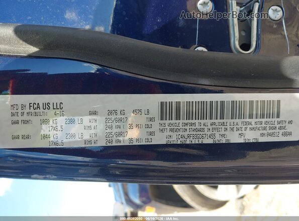 1C4NJRFB3GD671455 2016 JEEP PATRIOT Black Vista del compartimento del motor