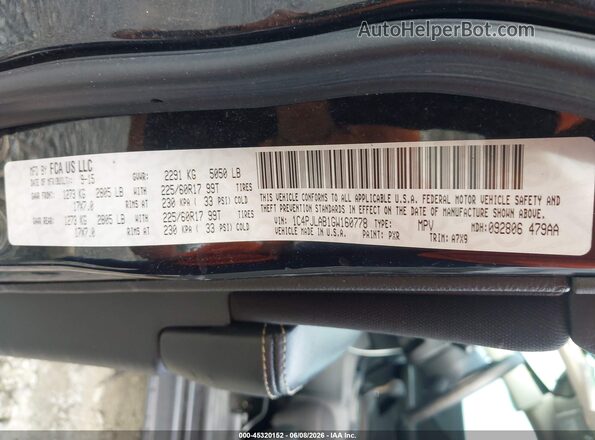 1C4PJLAB1GW160778 2016 JEEP CHEROKEE Черный Вид подкапотного пространства