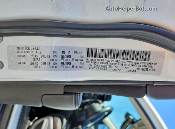 1C4PJLAB3GW315380 2016 JEEP CHEROKEE White Սալոնի 360 աստիճան տեսք