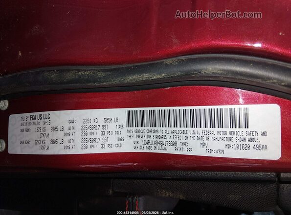 1C4PJLAB4GW179308 2016 JEEP CHEROKEE Red 