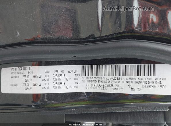 1C4PJLAB4GW350669 2016 JEEP CHEROKEE Black Engine compartment view
