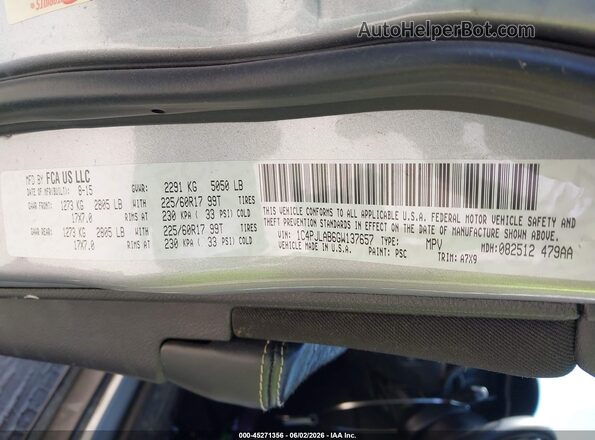 1C4PJLAB6GW137657 2016 JEEP CHEROKEE Серый Вид подкапотного пространства