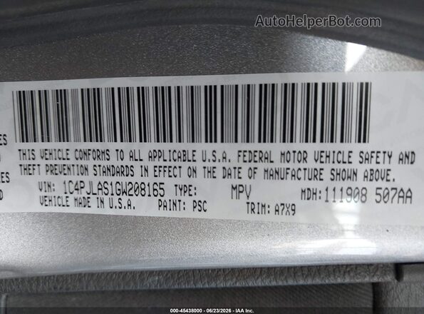 1C4PJLAS1GW208165 2016 JEEP CHEROKEE Silver Vista del compartimento del motor