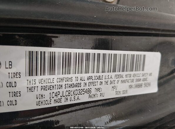 1C4PJLCB1KD325486 2019 JEEP CHEROKEE Black Vista del compartimento del motor