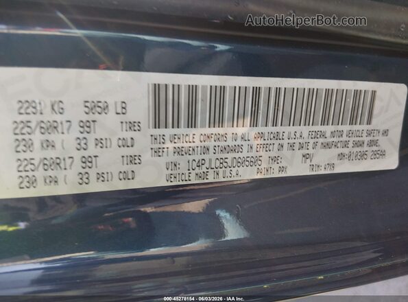1C4PJLCB5JD605605 2018 JEEP CHEROKEE Blue Engine compartment view