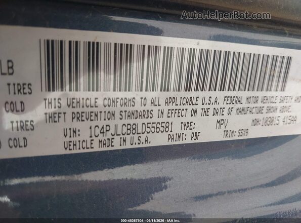 1C4PJLCB8LD556581 2020 JEEP CHEROKEE Light Blue Widok komory silnika