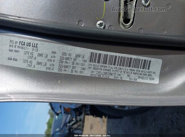 1C4PJLCB9KD396175 2019 JEEP CHEROKEE Silver 