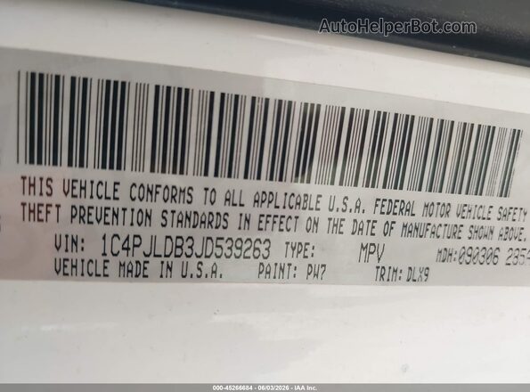 1C4PJLDB3JD539263 2018 JEEP CHEROKEE Белый Вид подкапотного пространства