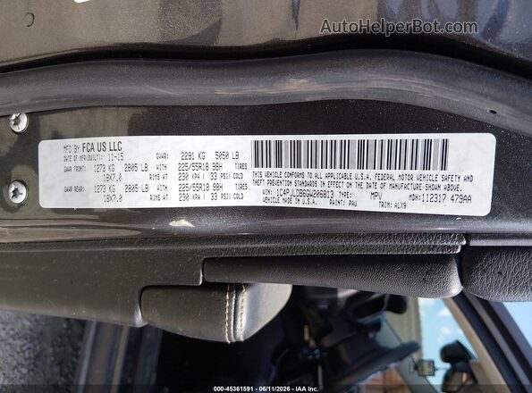 1C4PJLDB6GW206813 2016 JEEP CHEROKEE Gray Շարժիչի բաժամունքի տեսք