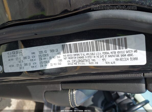 1C4PJLDBXGW273415 2016 JEEP CHEROKEE Black Widok komory silnika
