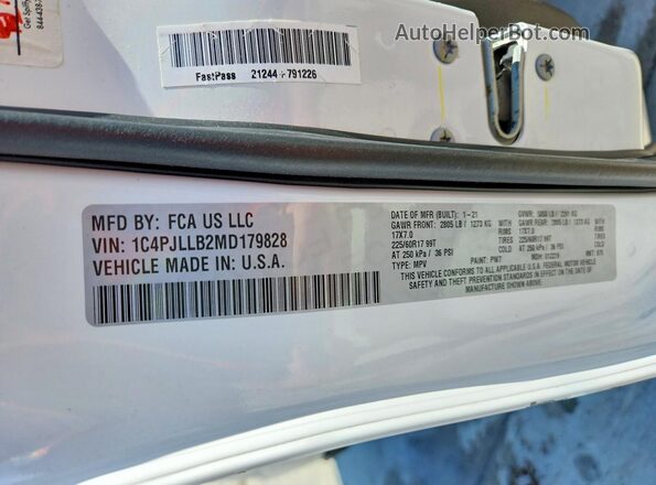 1C4PJLLB2MD179828 2021 JEEP CHEROKEE White ძრავის განყოფილების ხედი