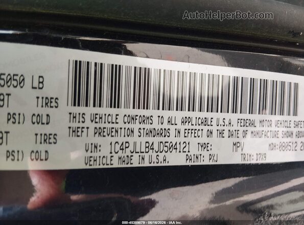 1C4PJLLB4JD504121 2018 JEEP CHEROKEE Black ძრავის განყოფილების ხედი