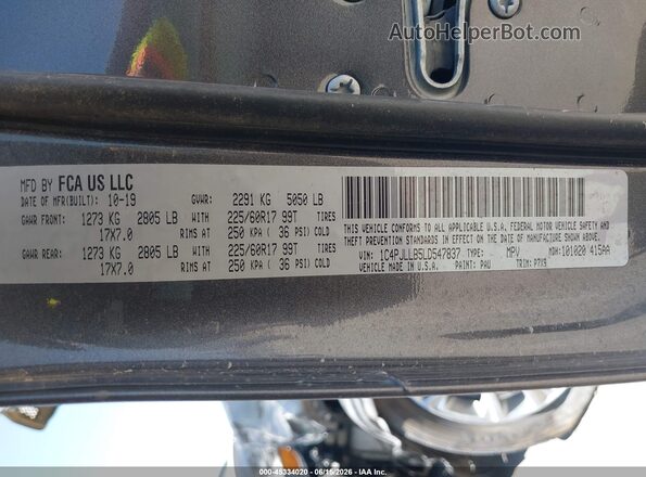 1C4PJLLB5LD547837 2020 JEEP CHEROKEE Gray Вид підкапотного простору