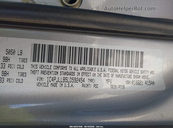 1C4PJLLB5LD592454 2020 JEEP CHEROKEE Gray Widok komory silnika