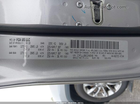 1C4PJLLB6KD248548 2019 JEEP CHEROKEE Silver ძრავის განყოფილების ხედი