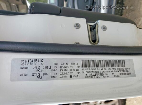 1C4PJLLB7JD519020 2018 JEEP CHEROKEE White VIN կոդի պիտակի տեսք