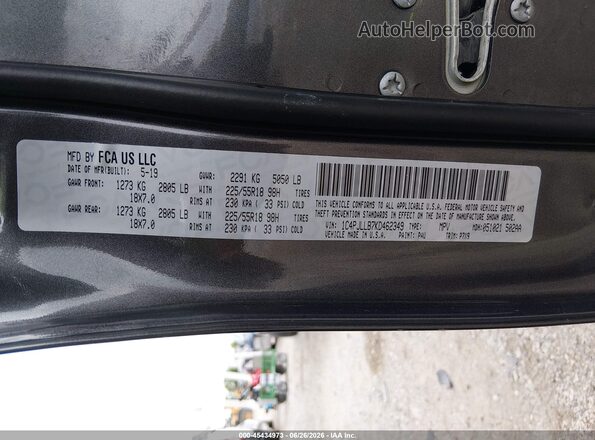 1C4PJLLB7KD462349 2019 JEEP CHEROKEE Серый Вид подкапотного пространства