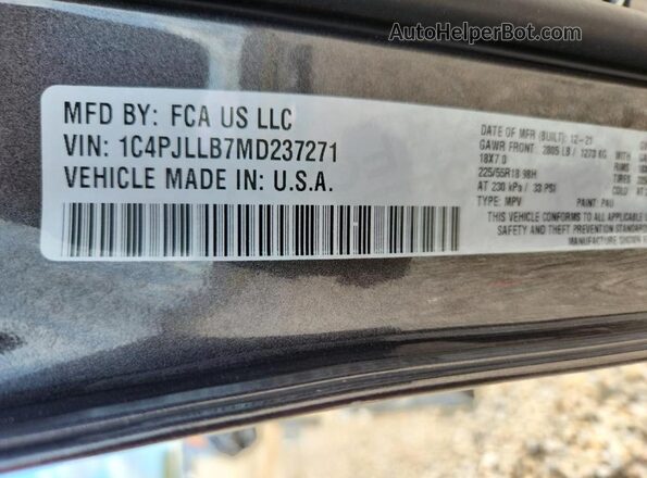 1C4PJLLB7MD237271 2021 JEEP CHEROKEE Black Սալոնի 360 աստիճան տեսք