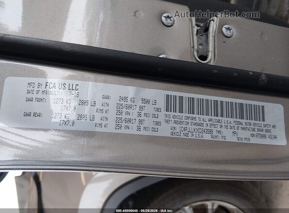1C4PJLLX1KD243589 2019 JEEP CHEROKEE Brown Вид підкапотного простору