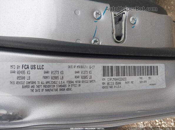 1C4PJMAB4HD220233 2017 JEEP CHEROKEE Silver Շարժիչի բաժամունքի տեսք