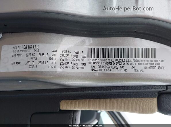 1C4PJMAB5GW313829 2016 JEEP CHEROKEE Серебряный Вид подкапотного пространства
