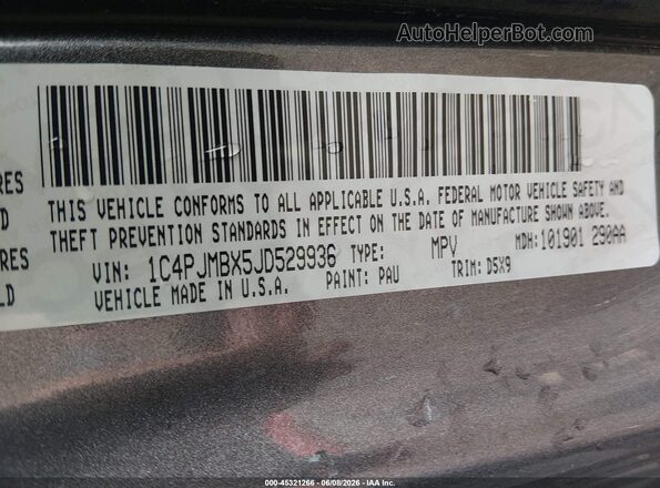 1C4PJMBX5JD529936 2018 JEEP CHEROKEE Gray Вид підкапотного простору