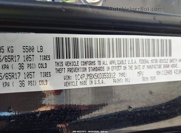 1C4PJMBX5KD353312 2019 JEEP CHEROKEE Black Widok komory silnika