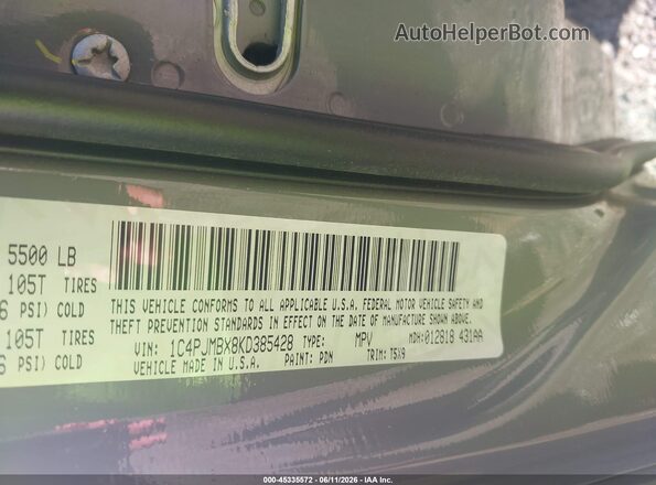 1C4PJMBX8KD385428 2019 JEEP CHEROKEE Gray Vista del compartimento del motor