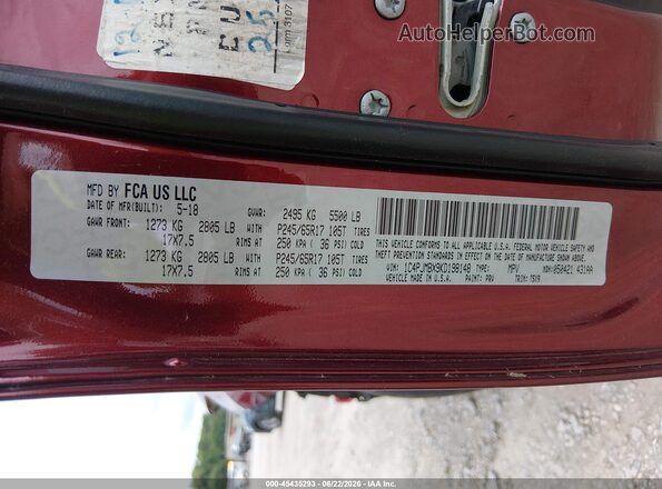 1C4PJMBX9KD198148 2019 JEEP CHEROKEE Maroon Շարժիչի բաժամունքի տեսք