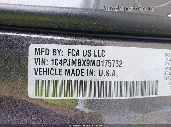 1C4PJMBX9MD175732 2021 JEEP CHEROKEE Black Вид підкапотного простору