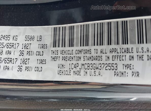 1C4PJMCB3GW372553 2016 JEEP CHEROKEE Черный Вид подкапотного пространства