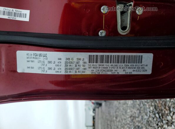 1C4PJMCB4KD385994 2019 JEEP CHEROKEE Red Շարժիչի բաժամունքի տեսք